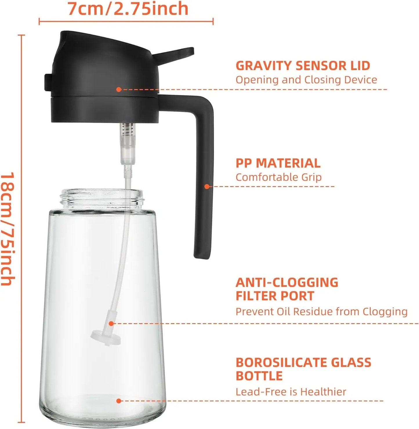 Botella para Aceite con Pulverizador en Spray - VERSELL