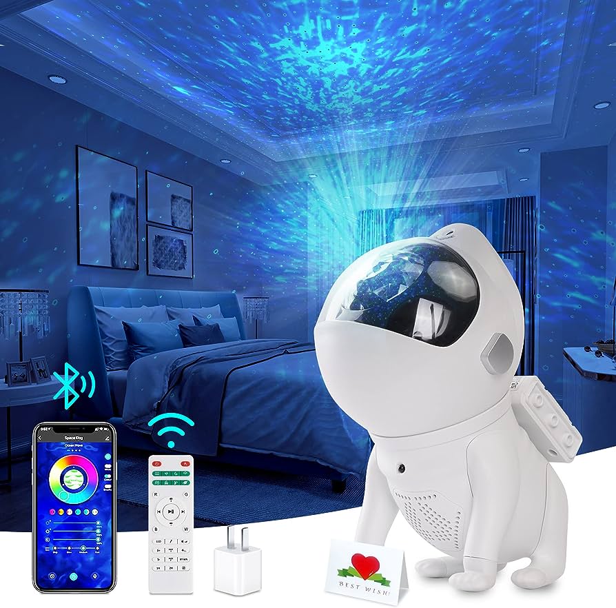 Lampara con Parlante BLUETOOTH Proyector de Galaxias y Estrellas Perro Astronauta - VERSELL
