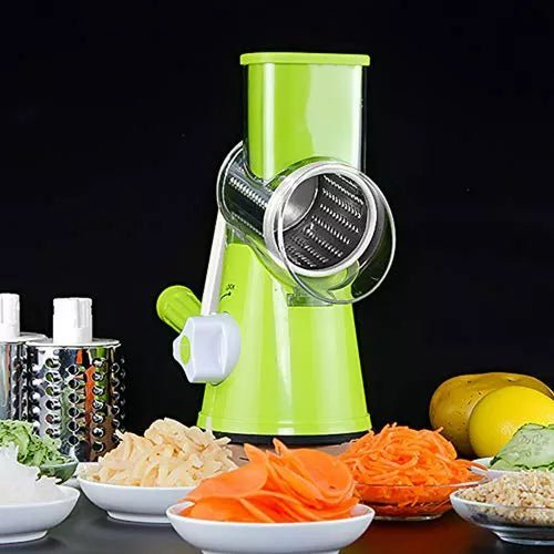 Rallador de Verduras y Queso con 3 juegos de Cuchillas, Rallador Giratorio 3 en 1 - VERSELL